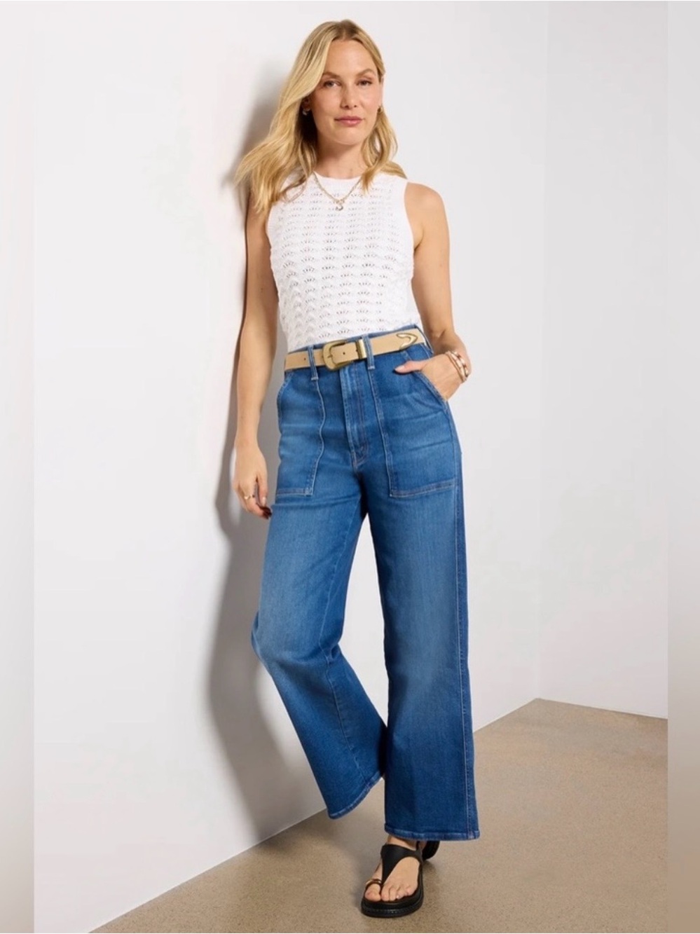 Mother The Stitch Up Maven Hover Wide-Leg High-Rise Jeans Size 24